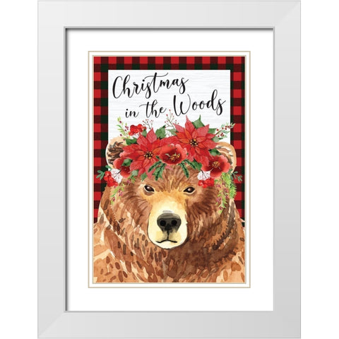 Christmas in the Woods White Modern Wood Framed Art Print with Double Matting by ND Art