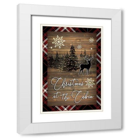 Christmas at the Cabin White Modern Wood Framed Art Print with Double Matting by ND Art