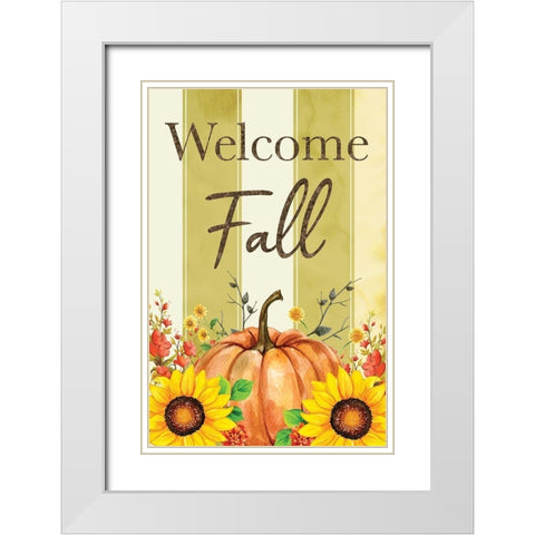 Welcome Fall White Modern Wood Framed Art Print with Double Matting by ND Art