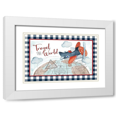 Travel the World White Modern Wood Framed Art Print with Double Matting by ND Art
