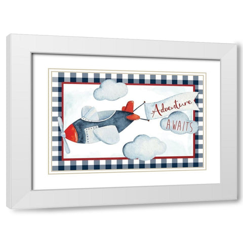 Adventure Awaits White Modern Wood Framed Art Print with Double Matting by ND Art