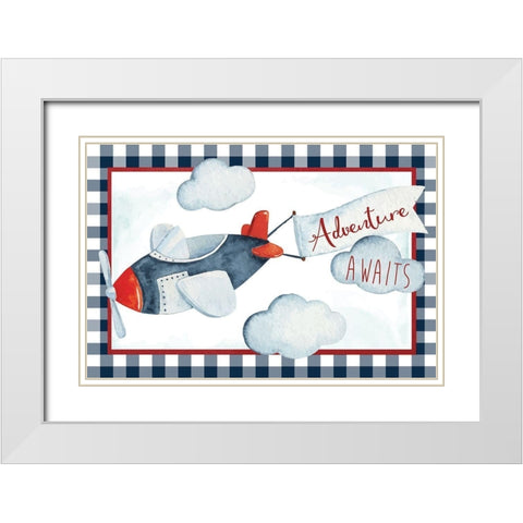 Adventure Awaits White Modern Wood Framed Art Print with Double Matting by ND Art