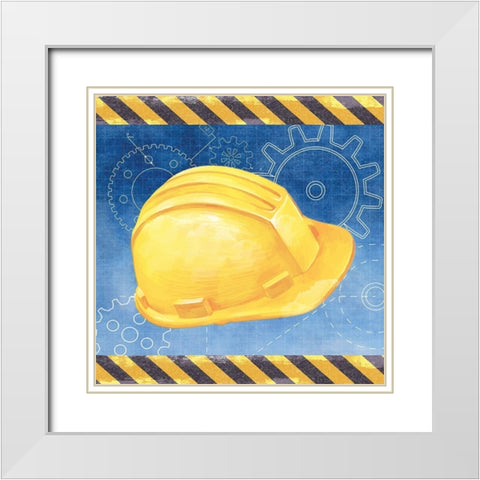 Hard Hat White Modern Wood Framed Art Print with Double Matting by ND Art