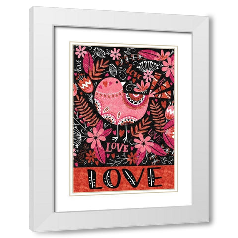Love Birds White Modern Wood Framed Art Print with Double Matting by ND Art