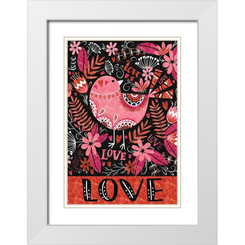 Love Birds White Modern Wood Framed Art Print with Double Matting by ND Art