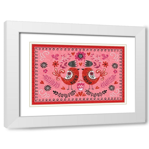 Love Birds II White Modern Wood Framed Art Print with Double Matting by ND Art