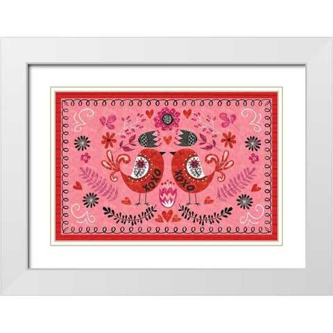 Love Birds II White Modern Wood Framed Art Print with Double Matting by ND Art