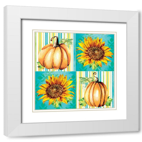Pumpkin Pattern III White Modern Wood Framed Art Print with Double Matting by ND Art