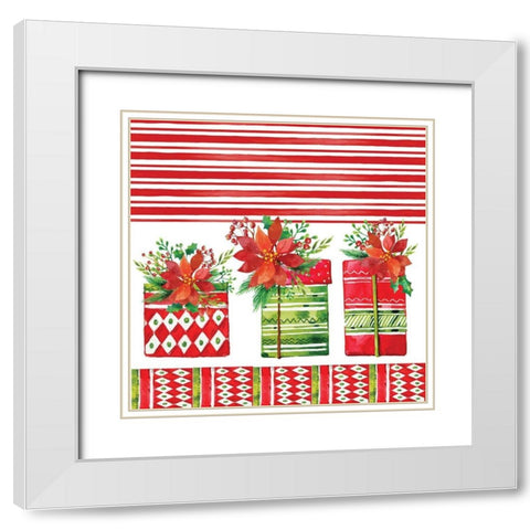 Presents Pattern White Modern Wood Framed Art Print with Double Matting by ND Art