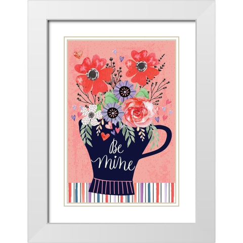 Be Mine White Modern Wood Framed Art Print with Double Matting by ND Art