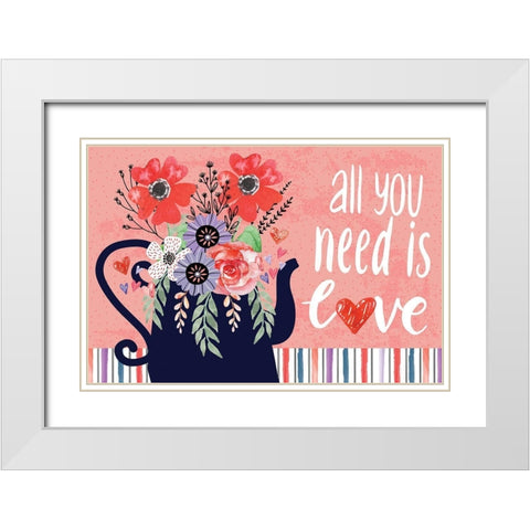 All You Need is Love White Modern Wood Framed Art Print with Double Matting by ND Art
