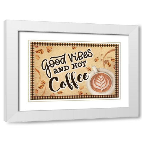 Good Vibes White Modern Wood Framed Art Print with Double Matting by ND Art