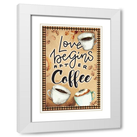 Love Begins White Modern Wood Framed Art Print with Double Matting by ND Art