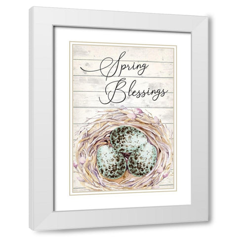 Spring Blessings White Modern Wood Framed Art Print with Double Matting by ND Art