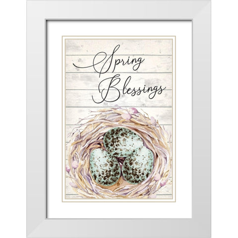 Spring Blessings White Modern Wood Framed Art Print with Double Matting by ND Art