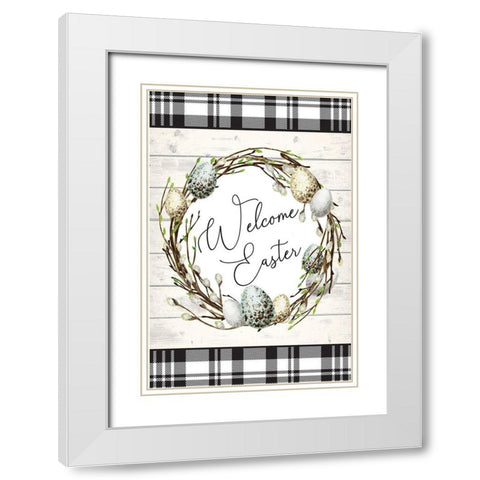 Welcome Easter White Modern Wood Framed Art Print with Double Matting by ND Art