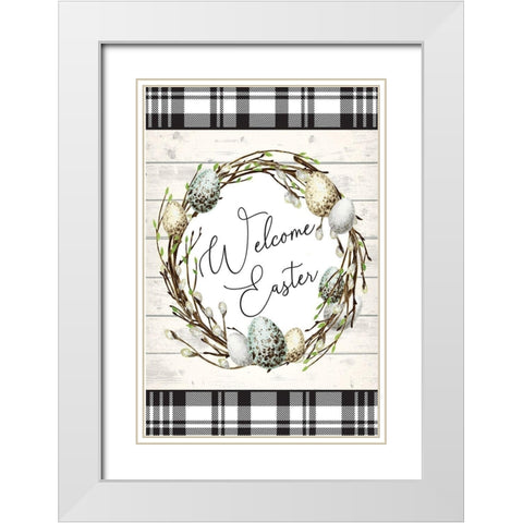 Welcome Easter White Modern Wood Framed Art Print with Double Matting by ND Art
