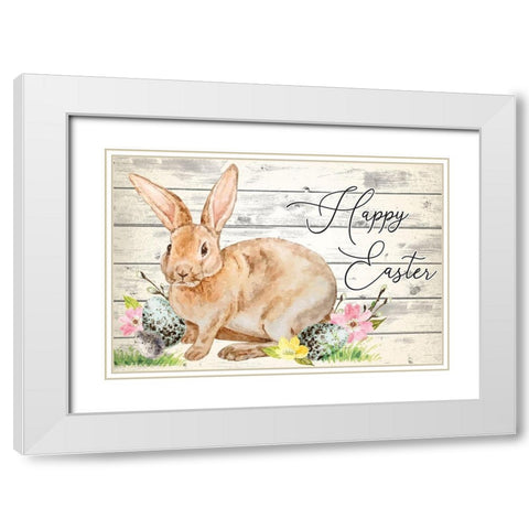 Happy Easter White Modern Wood Framed Art Print with Double Matting by ND Art