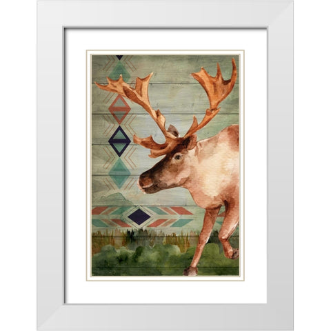 Moose White Modern Wood Framed Art Print with Double Matting by ND Art