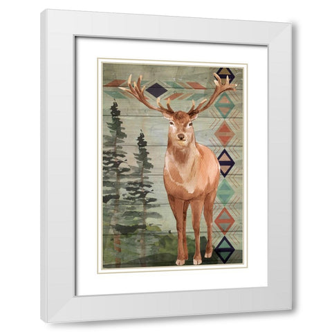Elk White Modern Wood Framed Art Print with Double Matting by ND Art