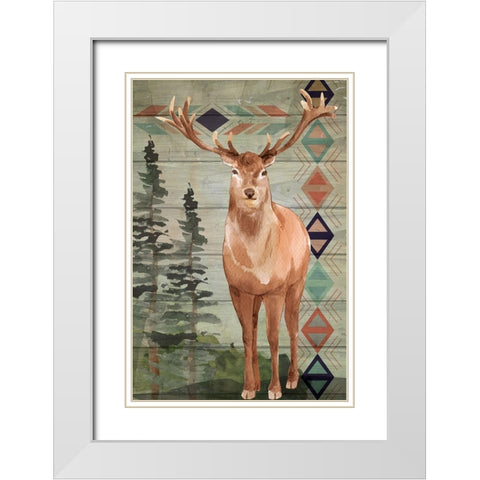 Elk White Modern Wood Framed Art Print with Double Matting by ND Art