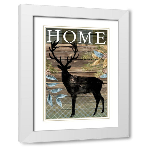 Home Elk White Modern Wood Framed Art Print with Double Matting by ND Art