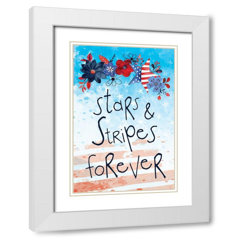 Stars and Stripes White Modern Wood Framed Art Print with Double Matting by ND Art