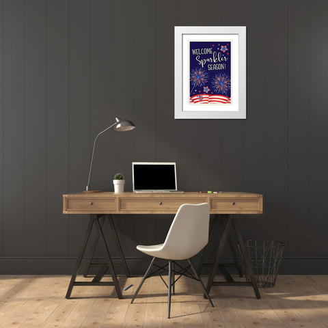 Sparkler Season White Modern Wood Framed Art Print with Double Matting by ND Art
