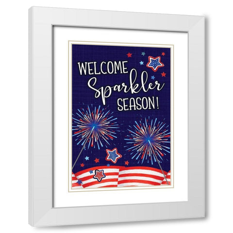 Sparkler Season White Modern Wood Framed Art Print with Double Matting by ND Art