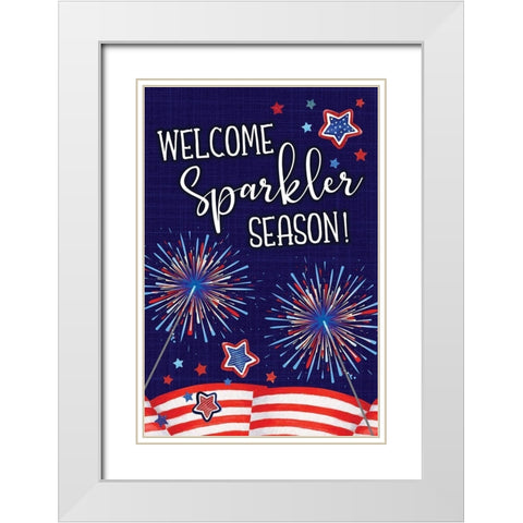 Sparkler Season White Modern Wood Framed Art Print with Double Matting by ND Art