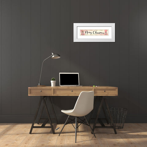 Merry Christmas White Modern Wood Framed Art Print with Double Matting by ND Art