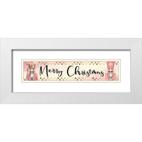 Merry Christmas White Modern Wood Framed Art Print with Double Matting by ND Art