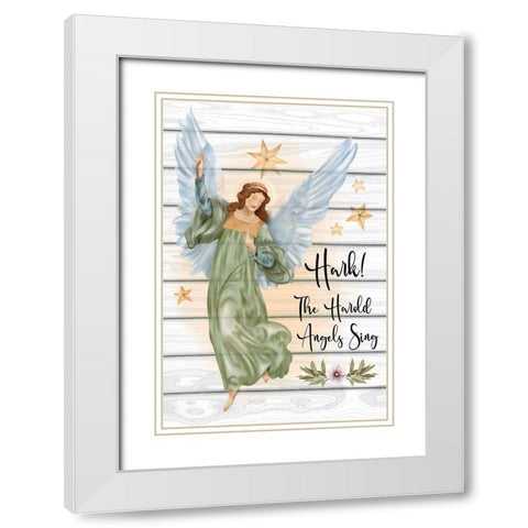 Angels Sing White Modern Wood Framed Art Print with Double Matting by ND Art