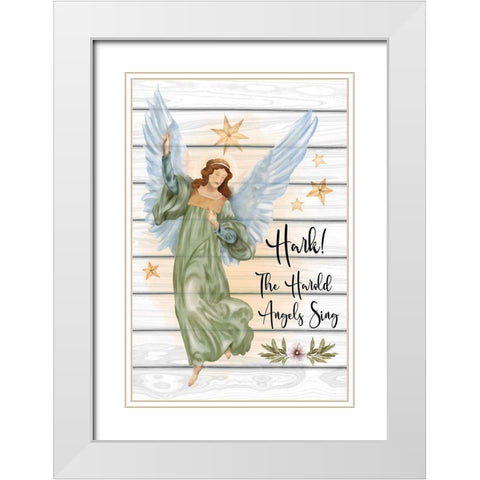 Angels Sing White Modern Wood Framed Art Print with Double Matting by ND Art