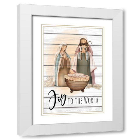 Joy to the World White Modern Wood Framed Art Print with Double Matting by ND Art