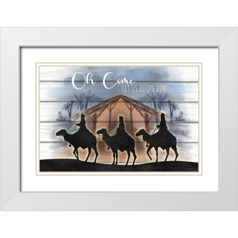 Adore Him White Modern Wood Framed Art Print with Double Matting by ND Art