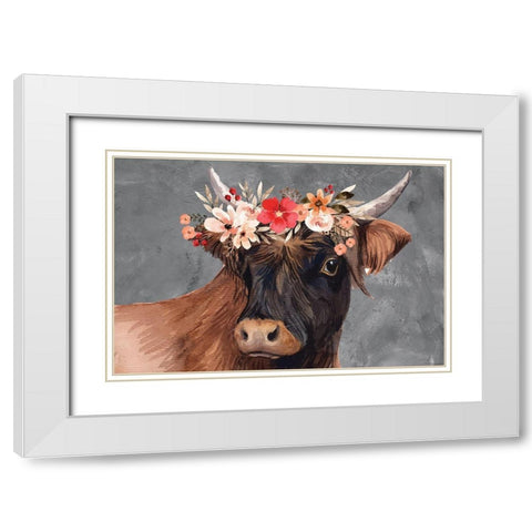 Cow White Modern Wood Framed Art Print with Double Matting by ND Art