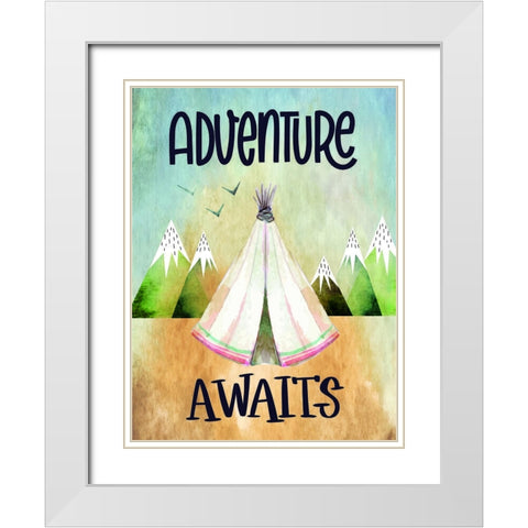 Adventure Awaits White Modern Wood Framed Art Print with Double Matting by ND Art