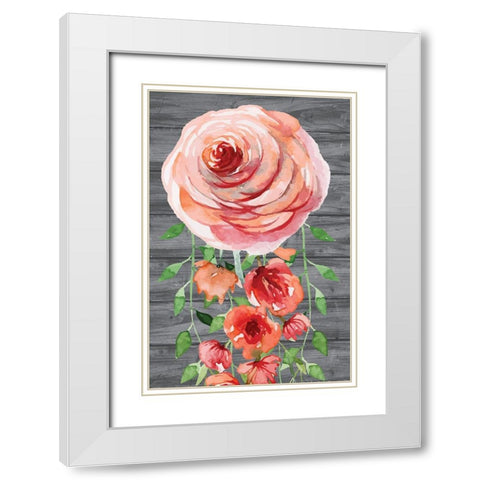 Flower   White Modern Wood Framed Art Print with Double Matting by ND Art