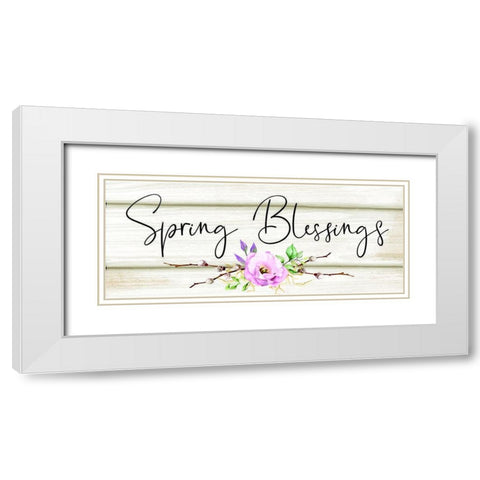 Spring Blessings White Modern Wood Framed Art Print with Double Matting by ND Art