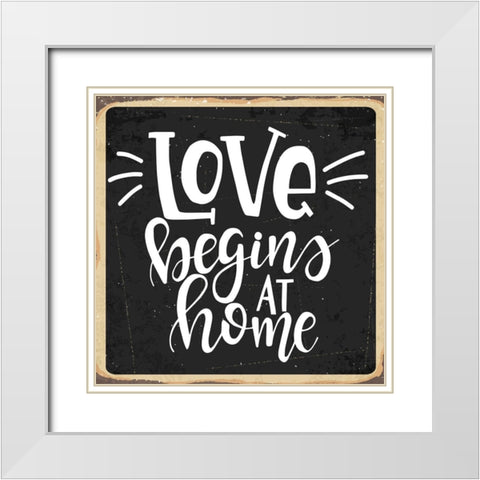 Love Begins White Modern Wood Framed Art Print with Double Matting by ND Art