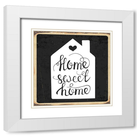 Home Sweet Home White Modern Wood Framed Art Print with Double Matting by ND Art