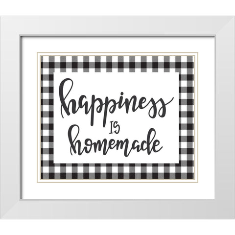Happiness is Homemade White Modern Wood Framed Art Print with Double Matting by ND Art