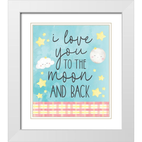 To the Moon White Modern Wood Framed Art Print with Double Matting by ND Art