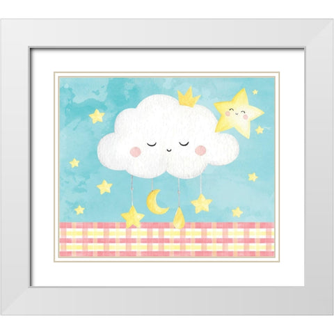 Nursery Stars White Modern Wood Framed Art Print with Double Matting by ND Art