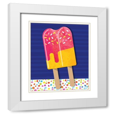 Popsicles White Modern Wood Framed Art Print with Double Matting by ND Art