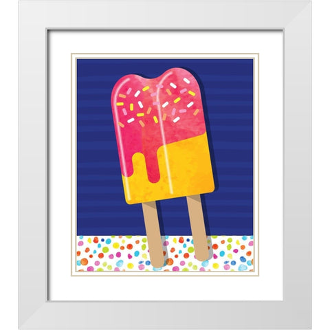 Popsicles White Modern Wood Framed Art Print with Double Matting by ND Art