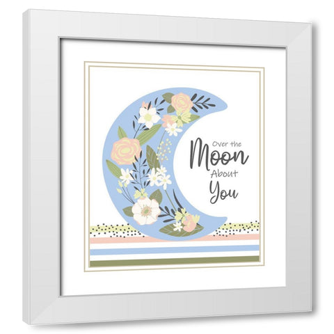 Over the Moon White Modern Wood Framed Art Print with Double Matting by ND Art