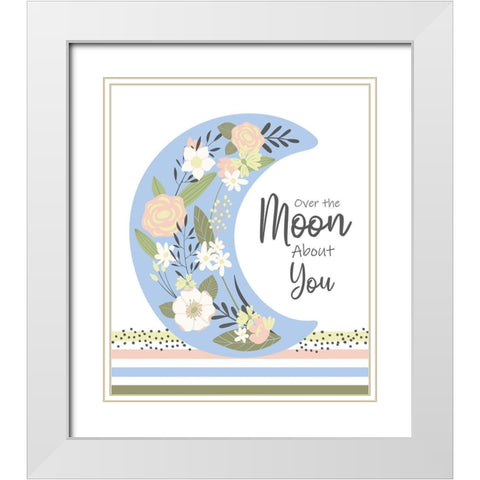 Over the Moon White Modern Wood Framed Art Print with Double Matting by ND Art