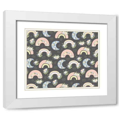 Rainbow Pattern White Modern Wood Framed Art Print with Double Matting by ND Art